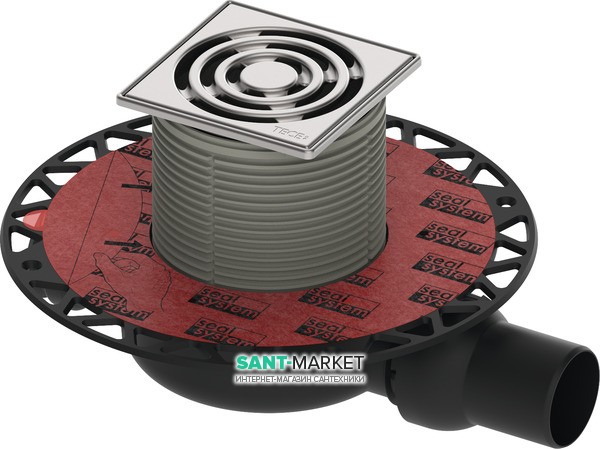 Дренажный трап для душа TECEdrainpoint S S112 низкий с горизонтальным выходом нержавеющая сталь/пластик 3601102