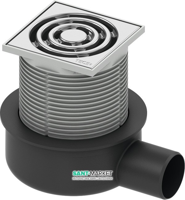 Дренажний трап для душу TECEdrainpoint S S50 низький з горизонтальним виходом нержавіюча сталь / пластик 3601050