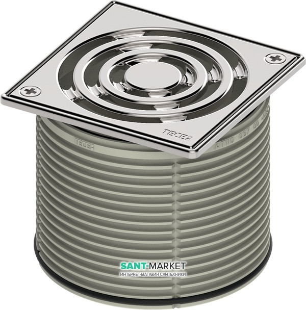 Декоративная решетка для трапа TECE TECEdrainpoint S 100 мм в стальной рамке с фиксаторами и монтажным элементом 3660009