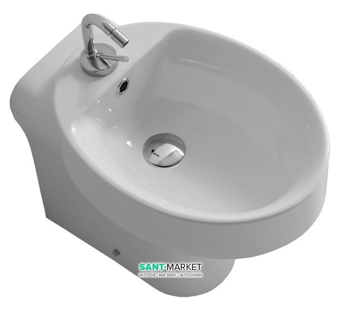 Біде підлогове приставне Kerasan Cento з одним отвором біле 352001