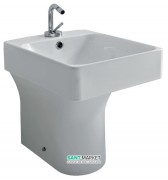 Биде напольное приставное Kerasan Cento прямоугольное белое 352101