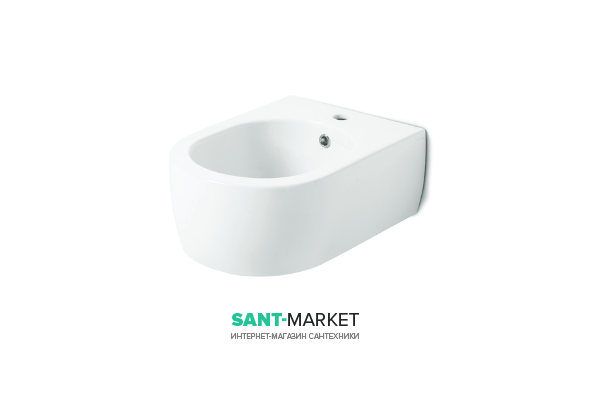 Биде подвесное Kerasan Flo с 1 отверстием с шумоизоляционной пластиной белый 312501