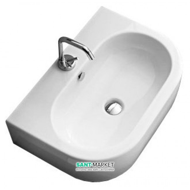 Раковина для ванной Kerasan Flo подвесная/накладная 60х42 см белая 314201