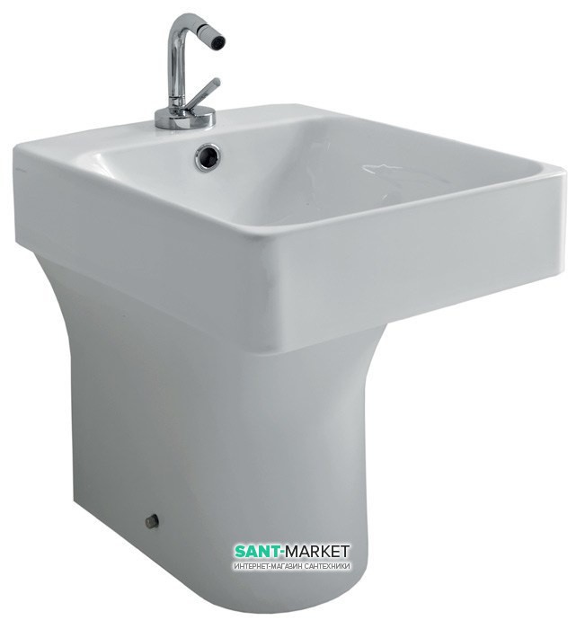 Биде напольное приставное Kerasan Cento прямоугольное белое 352101