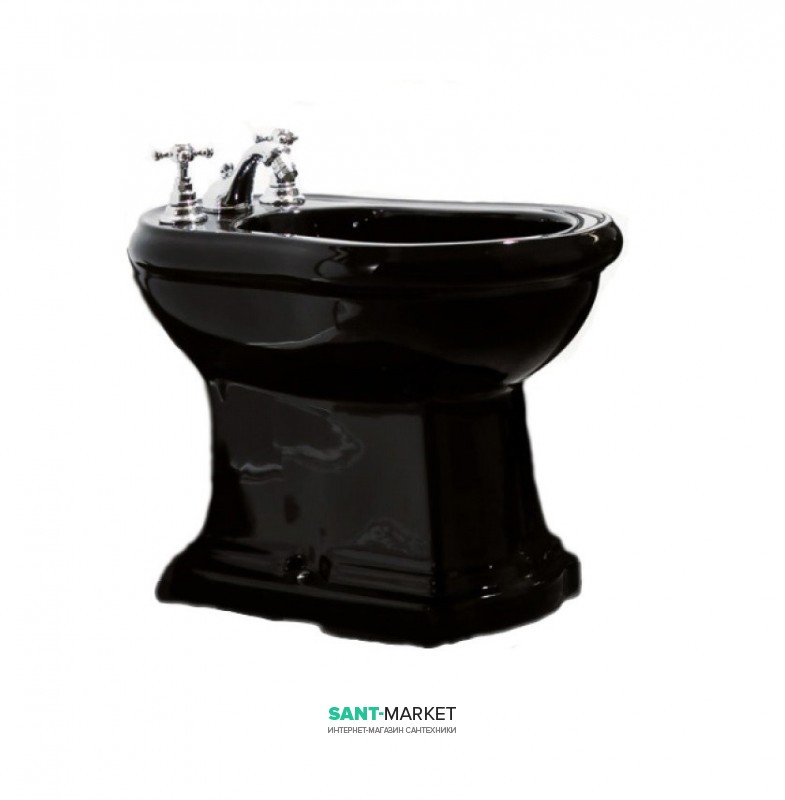 Біде підлогове приставне Kerasan Retro з отвором переливу чорний 102004