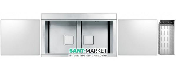 Кухонна мийка прямокутна на дві чаші з двома білими скляними поверхнями Apell Sinphonia нержавіюча сталь PD862IKITW