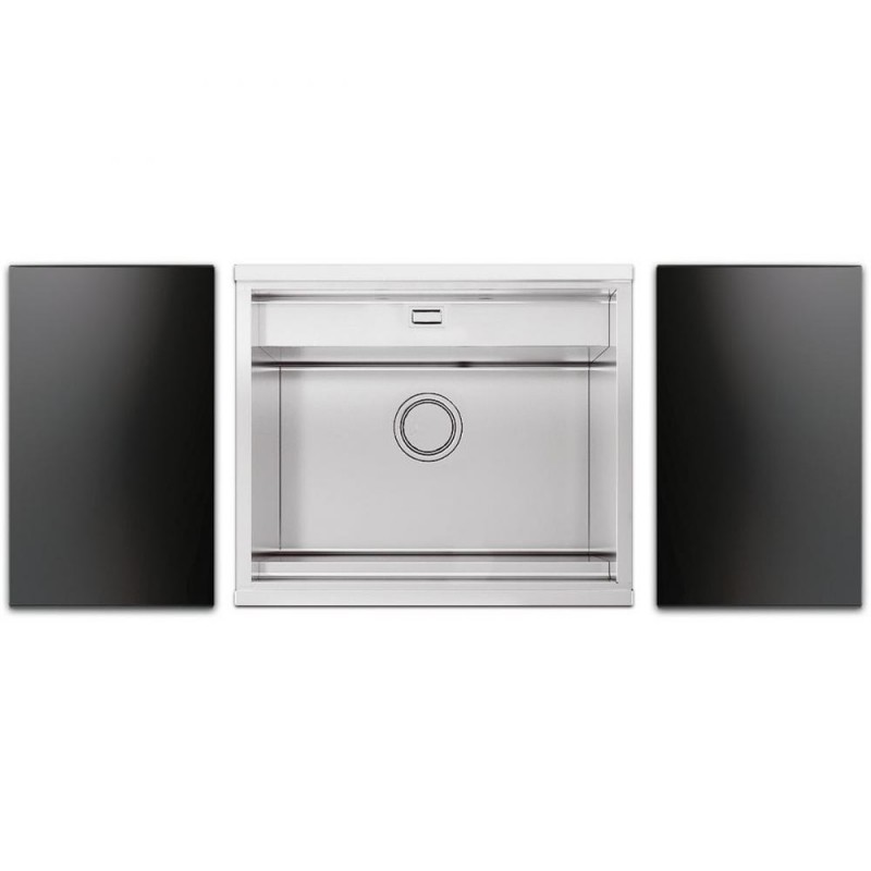 Кухонна мийка прямокутна з телескопічним змішувачем і двома скляними поверхнями Apell Regola нержавіюча сталь RE601IKITB
