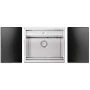 Кухонна мийка прямокутна з телескопічним змішувачем і двома скляними поверхнями Apell Regola нержавіюча сталь RE601IKITB