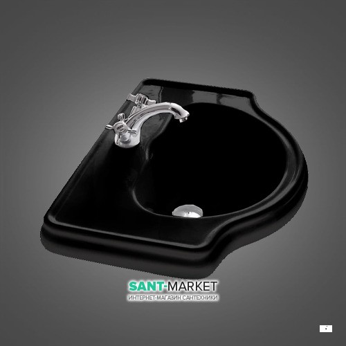 Раковина для ванної округла Kerasan Retro вбудована чорна 103004