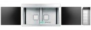 Кухонна мийка прямокутна на дві чаші з двома чорними скляними поверхнями Apell Sinphonia нержавіюча сталь PD862IKITB