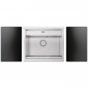 Кухонная мойка прямоугольная с телескопическим смесителем и двумя стеклянными поверхностями Apell Regola нержавеющая сталь RE601IKITB