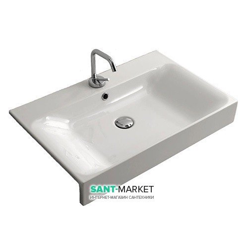 Раковина для ванной прямоугольная Kerasan Cento полувстраиваемая 70х45 см белая 354801