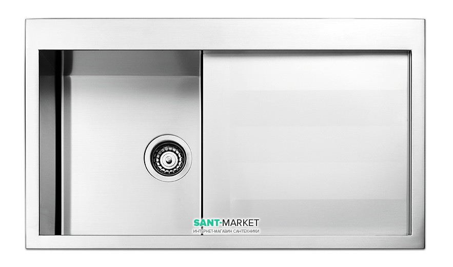 Кухонна мийка прямокутна Apell Amalthea RIGHT з донним клапаном і сифоном нержавіюча сталь Satin SQ861IRSC