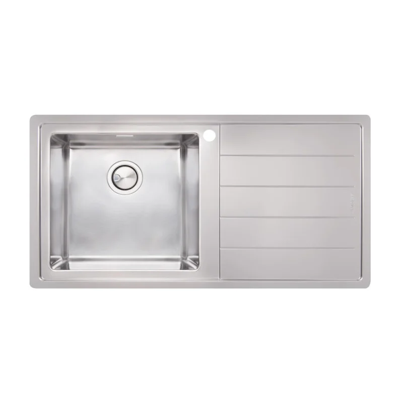 Кухонная мойка прямоугольная Apell Linear Plus LEFT с донным клапаном и сифоном нержавеющая сталь Brushed LNP1001FLBC