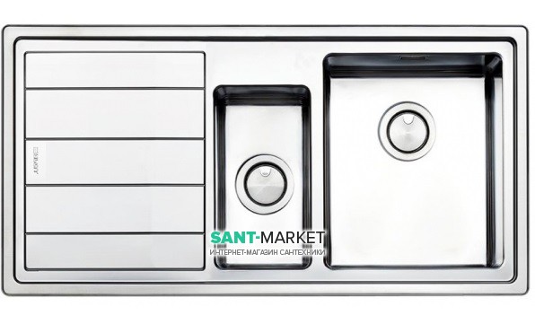 Кухонная мойка прямоугольная двойная Apell Linear Plus LEFT с донным клапаном и сифоном нержавеющая сталь Brushed LNP1002FLBC