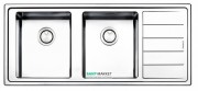 Кухонная мойка прямоугольная двойная Apell Linear Plus RIGHT с донным клапаном и сифоном нержавеющая сталь Brushed LNP1162FRBC