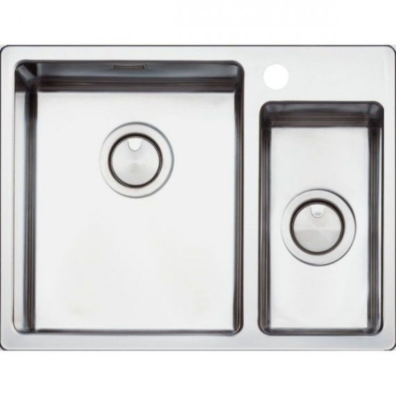 Кухонная мойка прямоугольная двойная Apell Linear Plus с донным клапаном и сифоном нержавеющая сталь Brushed LNP3418FBC