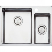 Кухонная мойка прямоугольная двойная Apell Linear Plus с донным клапаном и сифоном нержавеющая сталь Brushed LNP3418FBC