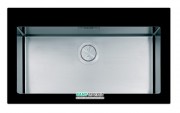 Кухонна мийка прямокутна фронтальна частина чорне скло pop-up механізм Apell Pura нержавіюча сталь Brushed PUG861IBC