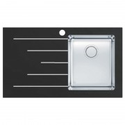 Кухонная мойка прямоугольная фронтальная часть черное стекло pop-up механизм Apell Pura LEFT нержавеющая сталь Brushed PU861ILBC