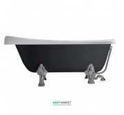 Ванна акрилова овальна Kerasan Retro на білих металевих ніжках 170х77 чорно-біла 105601