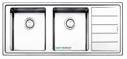 Кухонная мойка прямоугольная двойная Apell Linear Plus RIGHT с донным клапаном и сифоном нержавеющая сталь Brushed LNP1162FRBC