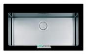 Кухонная мойка прямоугольная фронтальная часть черное стекло pop-up механизм Apell Pura нержавеющая сталь Brushed PUG861IBC