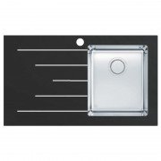 Кухонна мийка прямокутна фронтальна частина чорне скло pop-up механізм Apell Pura LEFT нержавіюча сталь Brushed PU861ILBC
