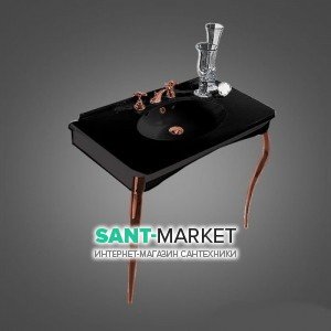 Раковина подвесная с консолью Kerasan Retro черная 1049К7