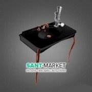 Раковина подвесная с консолью Kerasan Retro черная 1049К7