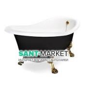 Ванна акрилова овальна Kerasan Retro на металевих ніжках золото 170х77 чорно-біла 105691