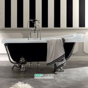 Ванна акрилова овальна Kerasan Retro на металевих ніжках бронза 170х77 чорно-біла 105693