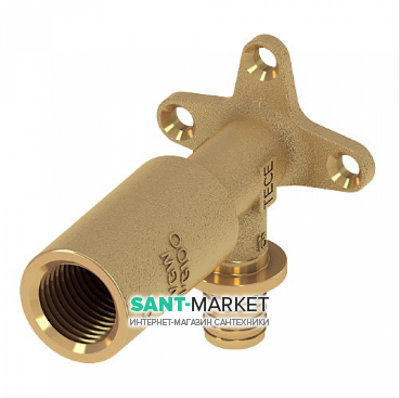 Угловое соединение с удлененной резьбой и настенным креплением TECE TECEflex 16x1/2 латунь 768502