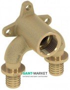 Тройник угловой с настенным креплением TECE TECEflex 20x1/2x20 закругленный латунь 708505