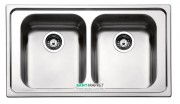 Кухонная мойка прямоугольная двойная Apell Torino с донным клапаном и сифоном нержавеющая сталь Brushed TO862IBC
