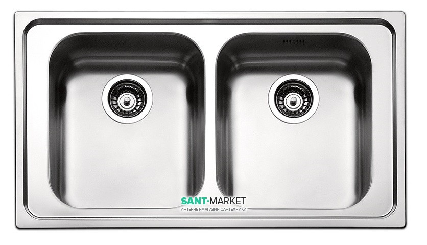 Кухонна мийка прямокутна подвійна Apell Torino з донним клапаном і сифоном нержавіюча сталь Brushed TO862IBC