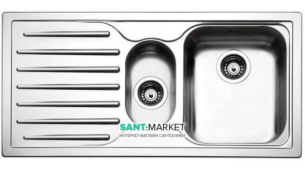 Кухонна мийка прямокутна подвійна Apell Torino LEFT з донним клапаном і сифоном нержавіюча сталь Brushed TO1002ILBC