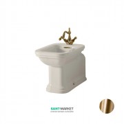 Биде напольное удлиненное Kerasan Waldorf чаша прямоугольная белый/бронза 4120K3