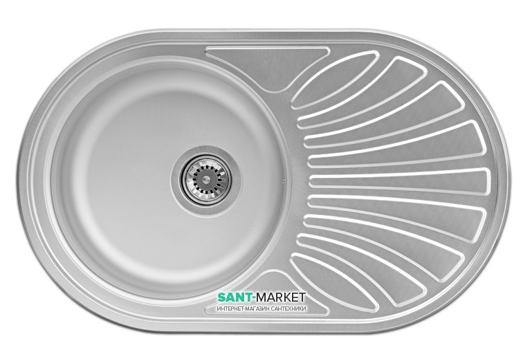 Кухонна мийка овальна Apell Circum RIGHT з донним клапаном і сифоном нержавіюча сталь Matt CI78IRPC