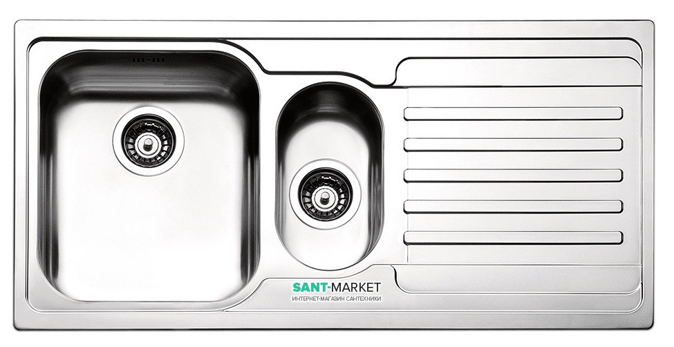 Кухонная мойка прямоугольная Apell Venezia RIGHT с донным клапаном и сифоном нержавеющая сталь Brushed VE1002IRBC