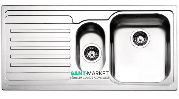 Кухонна мийка прямокутна Apell Venezia LEFT з донним клапаном і сифоном нержавіюча сталь Brushed VE1002ILBC