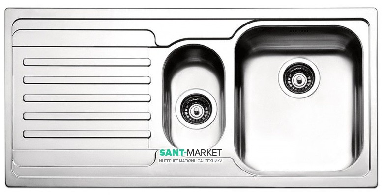 Кухонна мийка прямокутна Apell Venezia LEFT з донним клапаном і сифоном нержавіюча сталь Linen VE1002ILAC