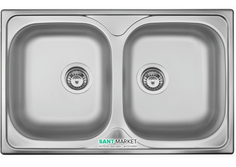 Кухонная мойка прямоугольная двойная Apell Oceano с донным клапаном и сифоном нержавеющая сталь Matt OH792IPC