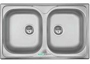 Кухонна мийка прямокутна подвійна Apell Oceano з донним клапаном і сифоном нержавіюча сталь Matt OH792IPC