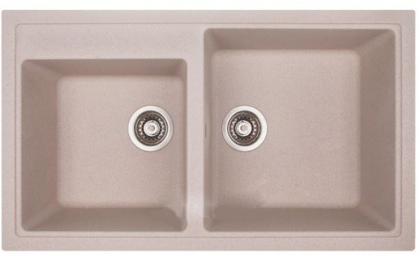 Кухонная мойка прямоугольная двойная Apell Pietra Plus с сифоном гранит бежевый PTPL862GO