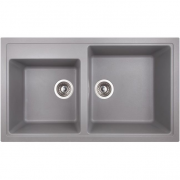 Кухонная мойка прямоугольная двойная Apell Pietra Plus с сифоном гранит серый PTPL862AL