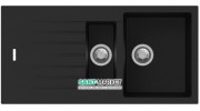 Кухонная мойка прямоугольная двойная Apell Pietra Plus с сифоном гранит черный PTPL1002GB