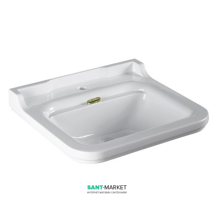 Раковина для ванной подвесная или на пьедестал Kerasan Waldorf 60x55 санфарфор белая золото 4140K2