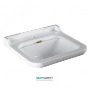 Раковина для ванної підвісна або на п'єдестал Kerasan Waldorf 60x55 санфарфор біла бронза 4140K3