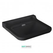 Раковина для ванной подвесная или на пьедестал Kerasan Waldorf 60x55 санфарфор черный глянцевый хром 4140K4